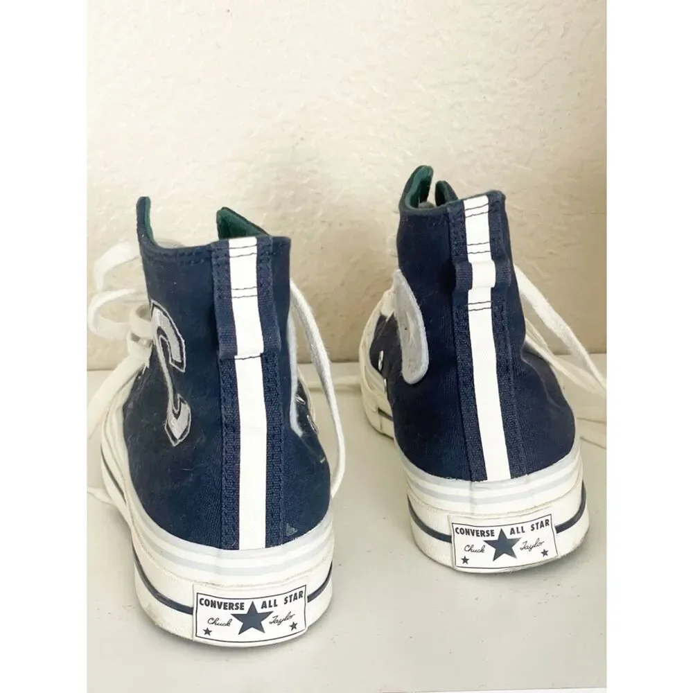 Converse Women's Chuck 70 High top 'Letterman - Obsidian' sneakers in Navy - Picture 8 of 16